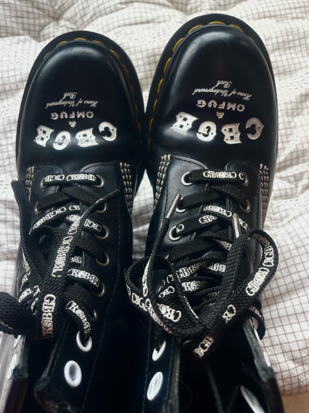 DR MARTEN*Rare* CBGB OMFUG*Black Grunge Punk Combat Boots 7 - Picture 6 of 8